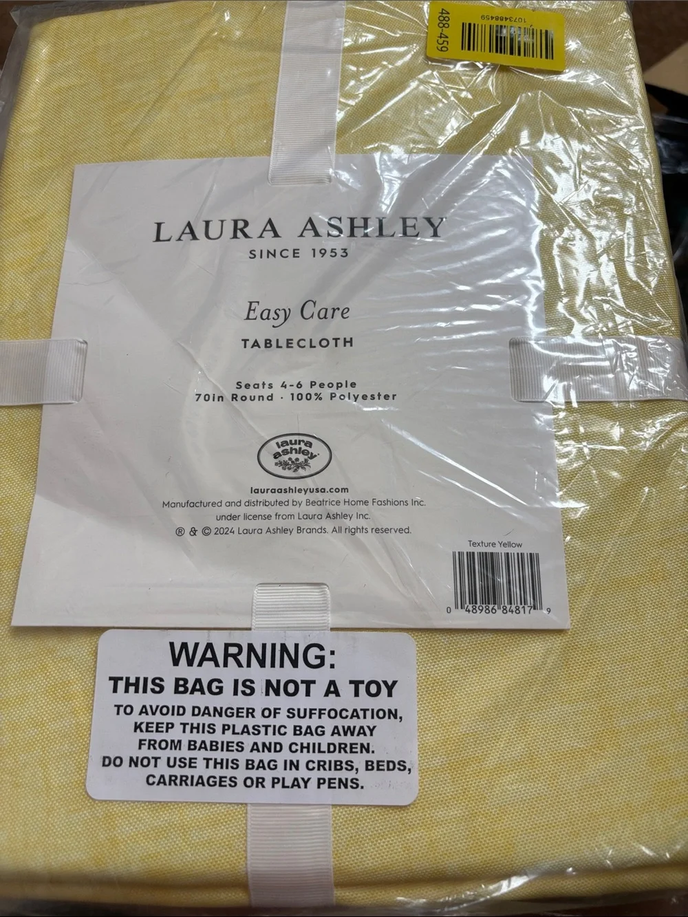 Laura Ashley Decorative Tablecloth, Wrinkle and Stain Resistant,70